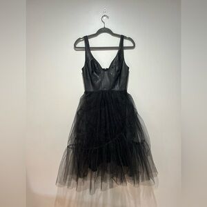 Anthropologie Black Fit and Flare Midi Dress